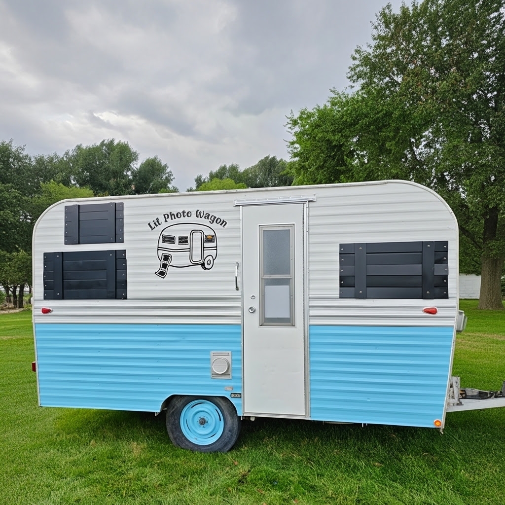 Vintage camping trailer photo booth